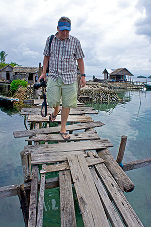 Author Ret Talbot in a viallage in the Banggai Islands, 2013.