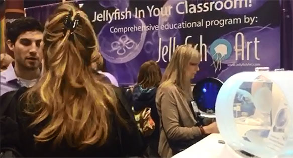 A packed booth as JellyfishArt unveils new science curriculum for educators at the 2015 NSTA Conference in Chicago, IL.