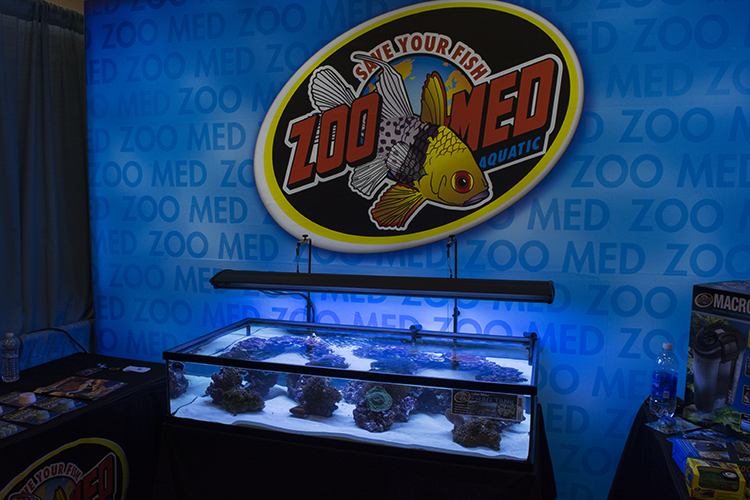 The ZooMed Labs booth showcasing their new "Low Boy" frag tank 