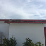 Minor wind damage to a roof at Segrest Farms