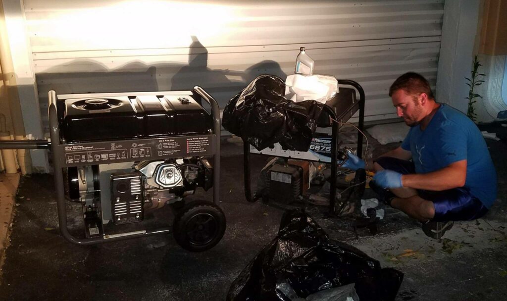 Jonny Ugalde helping Hydra Aquatics repair one of their 3 generators - the new one in front was loaned to Hydra by Matt Jurgensen when the original generator started to act up.