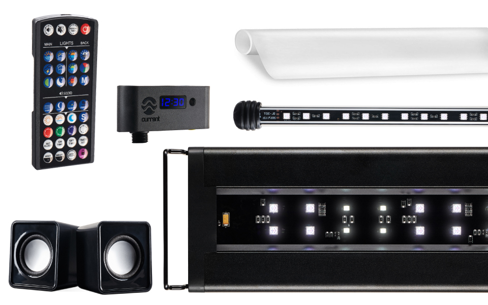 Everything comes included with Current USA's new Serene LED aquarium lighting system.
