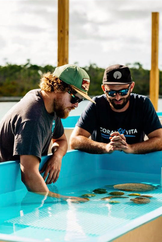 Founders Gator Halpern (left) and Sam Teicher at Coral Vita, Grand Bahamas. Image courtesy Coral Vita
