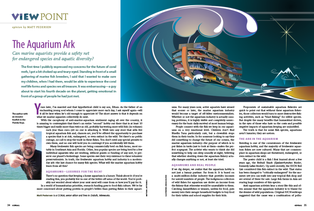 The Aquarium Ark, by Matt Pedersen, originally published in the May/June 2012 issue of CORAL Magazine.