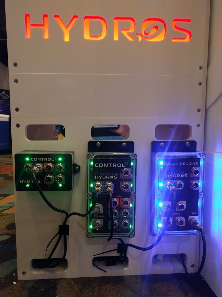A range of HYDROS aquarium controllers on display at MACNA 2019