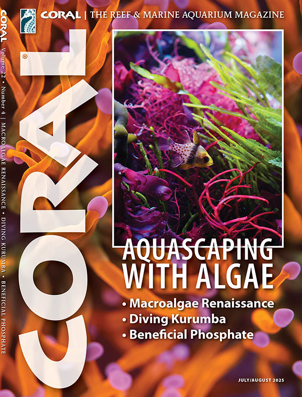 AQUASCAPING WITH ALGAE, the July/August 2025 issue of CORAL Magazine. Click to shop back issues now!