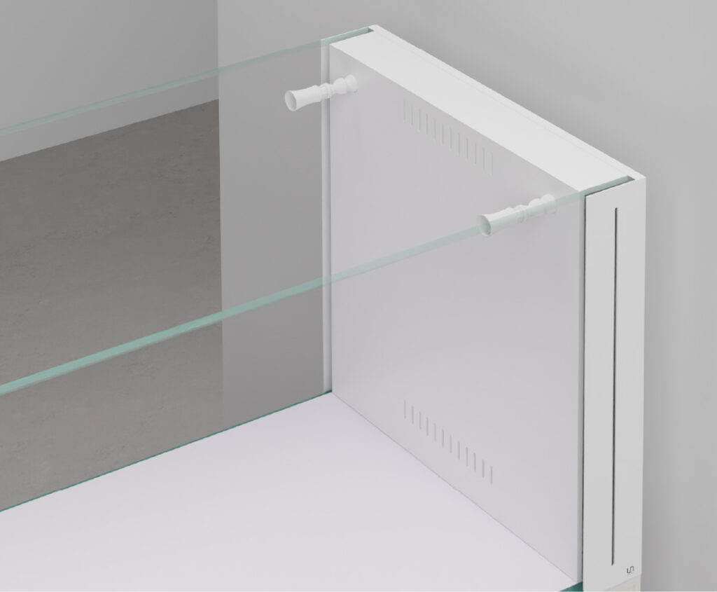 Check out the all-white ultra-slim overflow design!