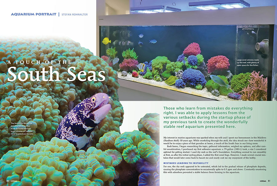 The September/October 2025 issue of CORAL Magazine features an aquarium portrait from Stephan Rohnalter: A Touch of the South Seas.